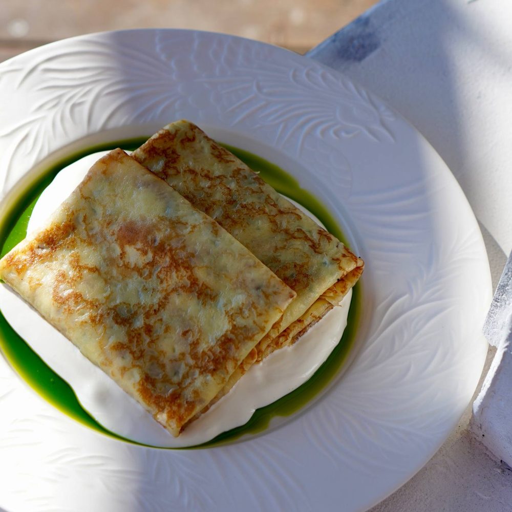 Блины с рикоттой и шпинатом